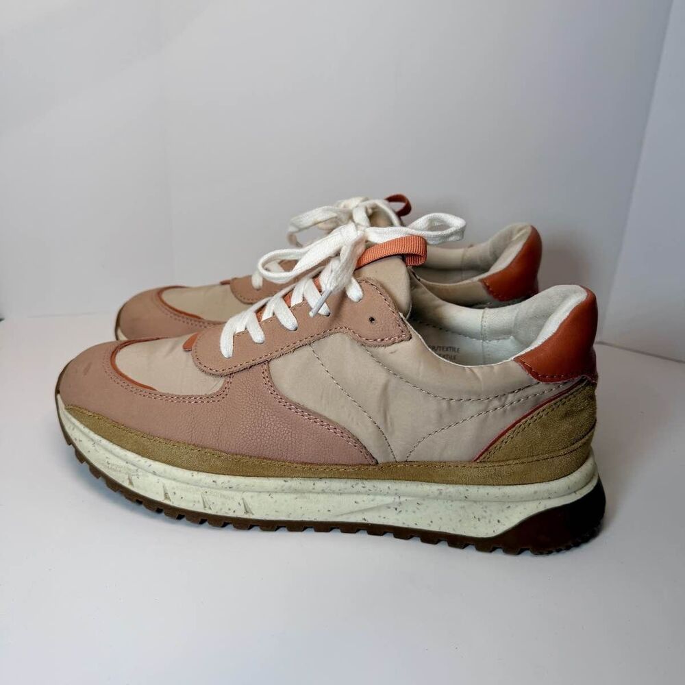 Madewell Kickoff Trainer Sneakers Colorblock Nylon Leather Suede Pink Tan Peach